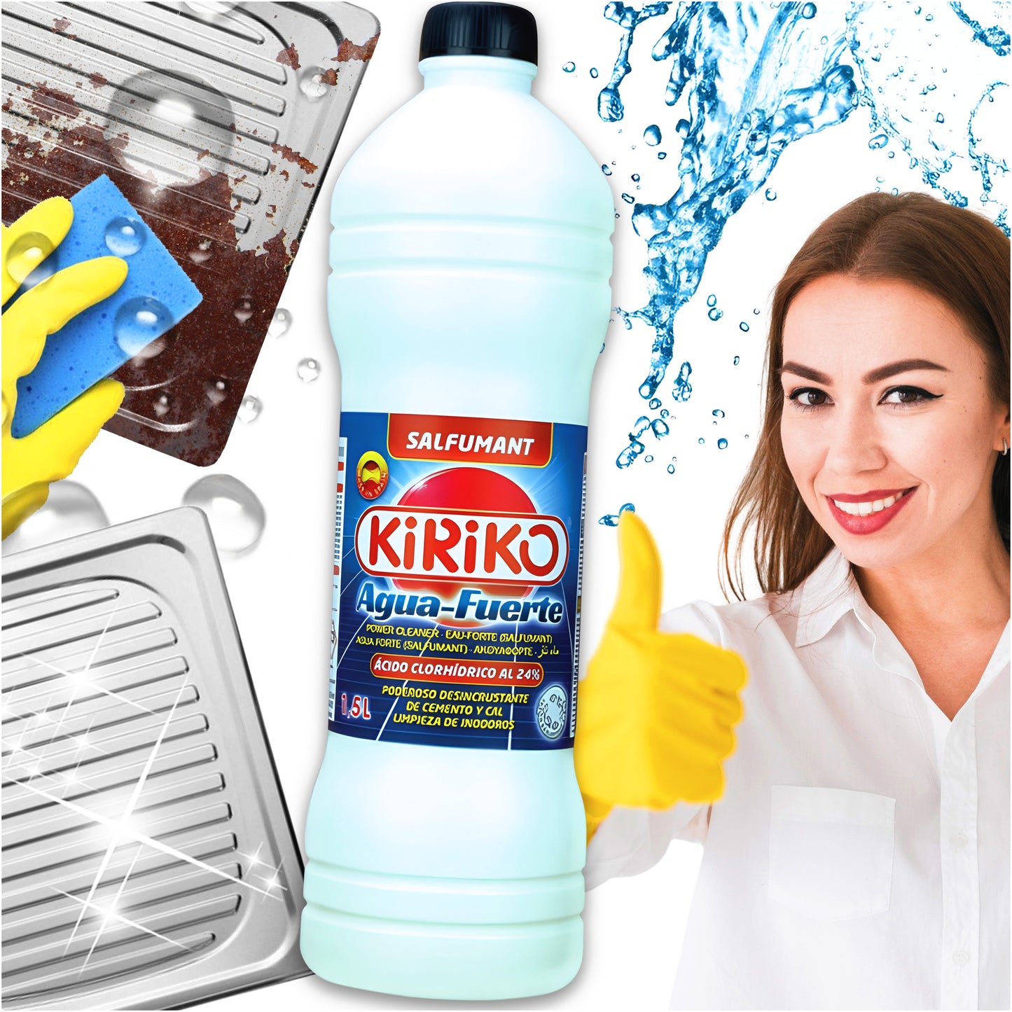 ODKAMIENIACZ USUWACZ BRUDU RDZY OSADÓW KWAS SOLNY MOCNY 1.5l Kiriko